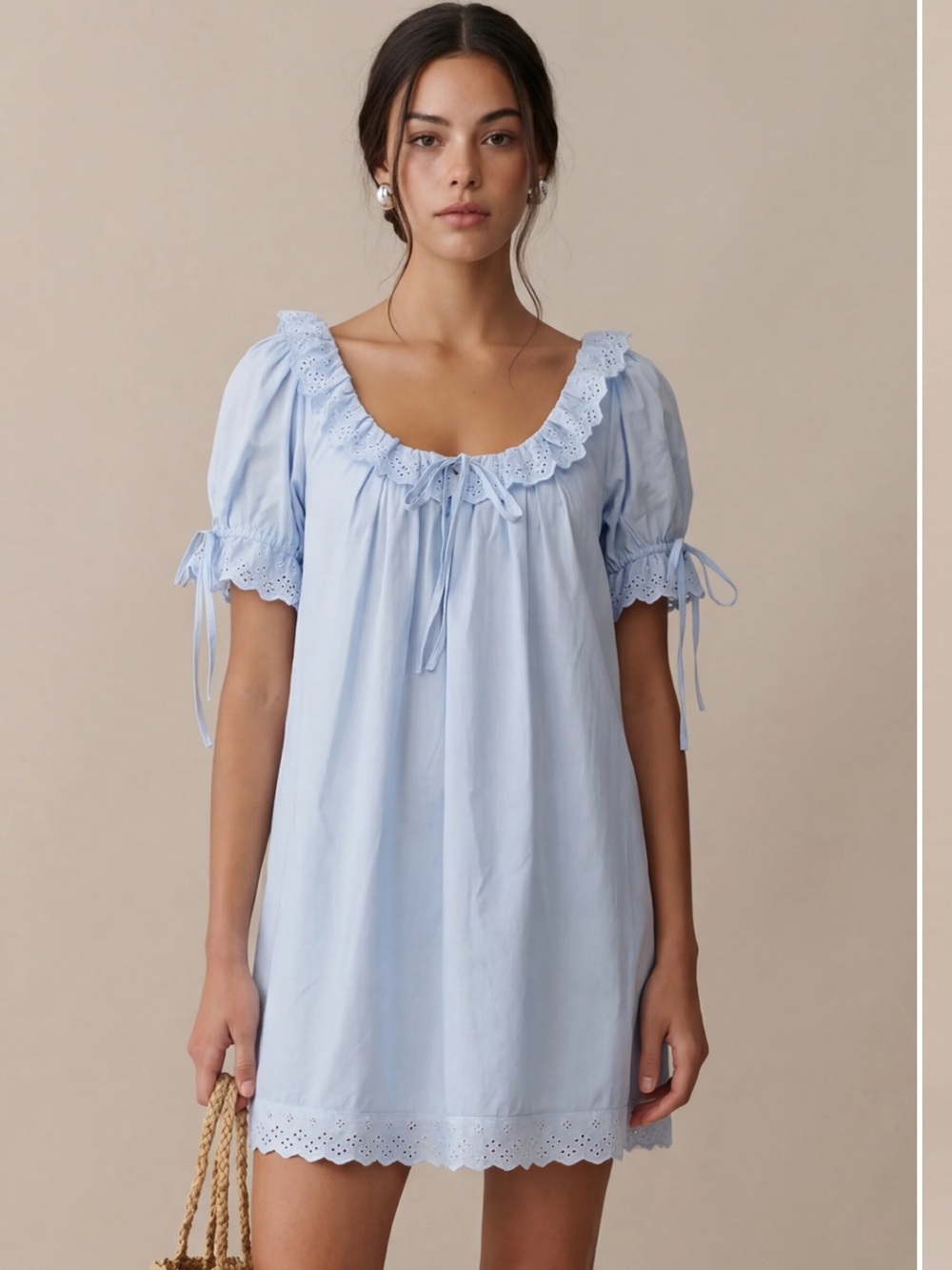 NWT Kourt Juliet Sky Blue Cotton Few Moda Dress Size XS
